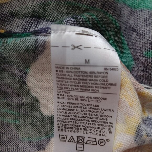 Banana Republic Floral Cardigan M Lightweight Cotton Blend Peach Navy Sweater - Picture 7 of 8